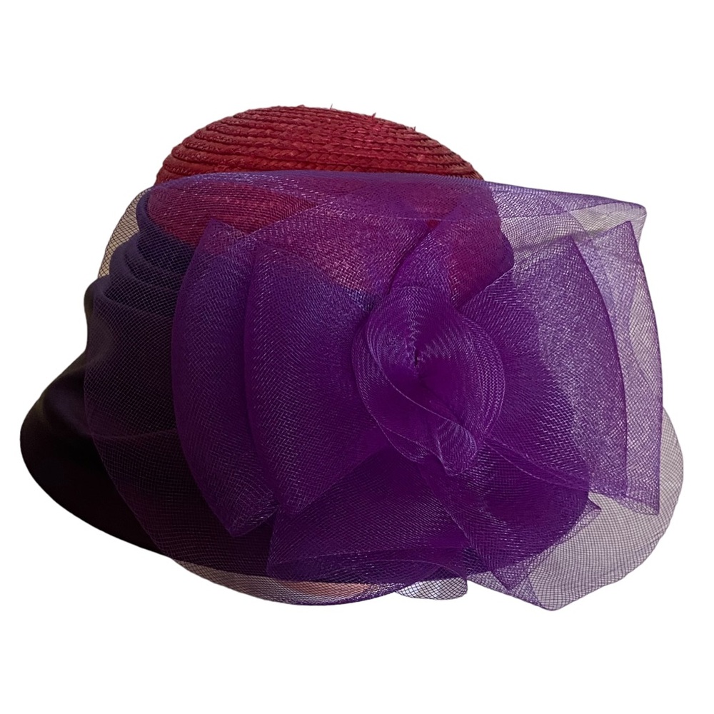 Women derby/church straw satin bow  hat - Picture 8 of 12